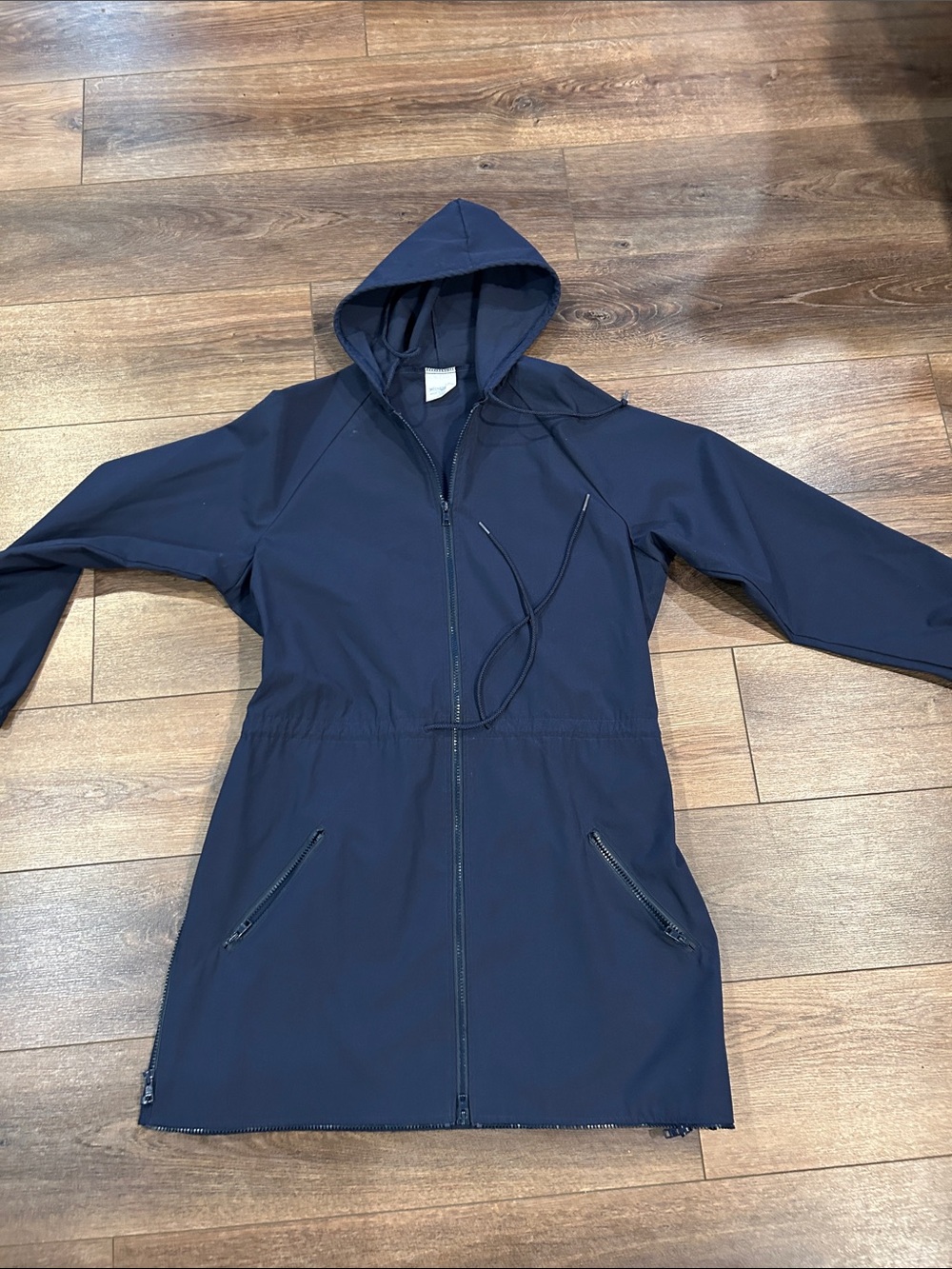 Weekenders Navy Hooded Zip-Front Lightweight Parka/Rain coat